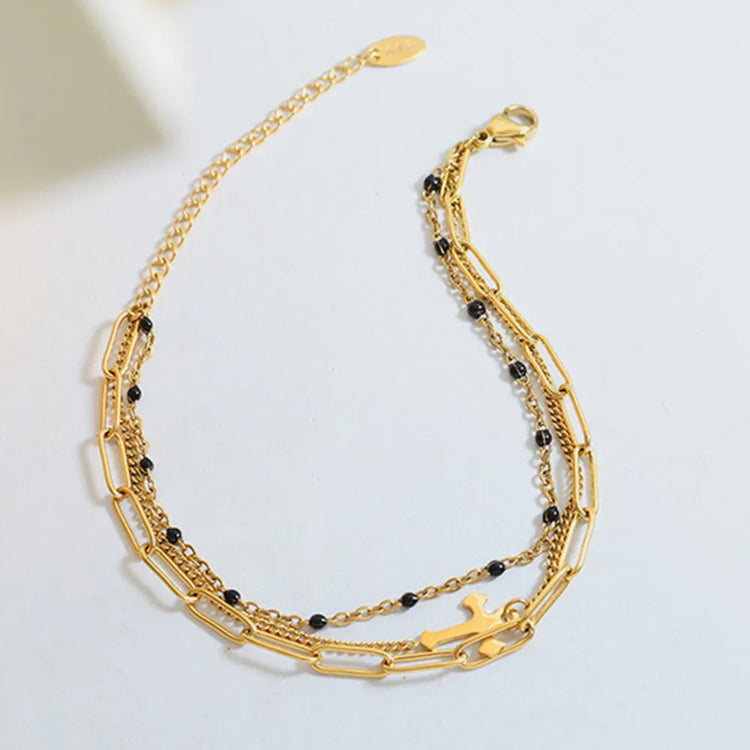 Three-Layer Titanium Steel Bracelet – Silver, Gold or Rose Gold