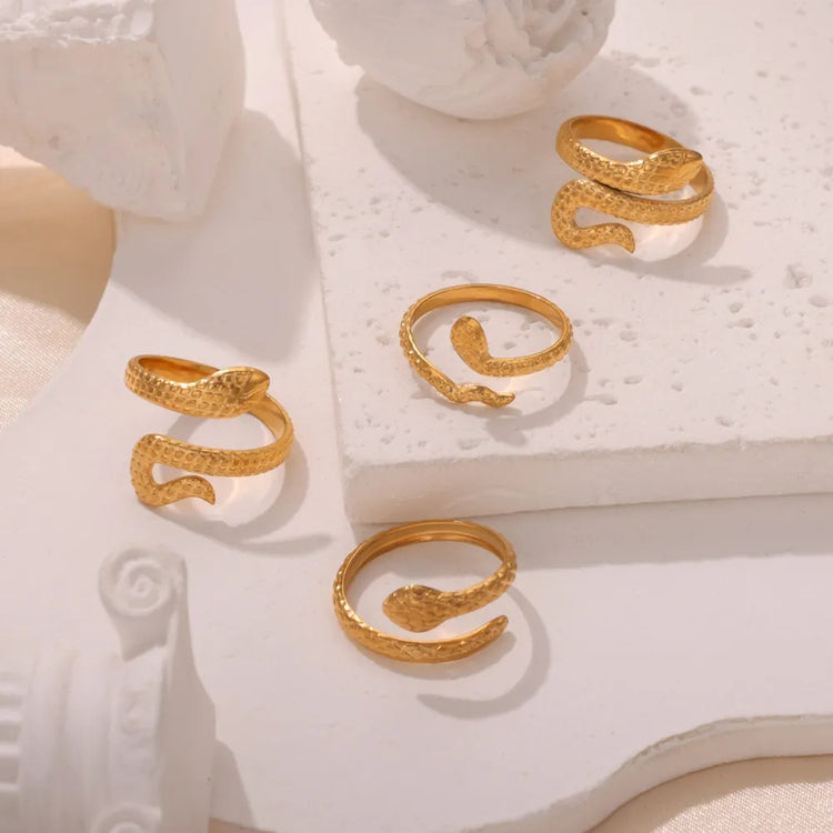 Snake-Inspired Titanium Steel Bypass Ring – Three Styles