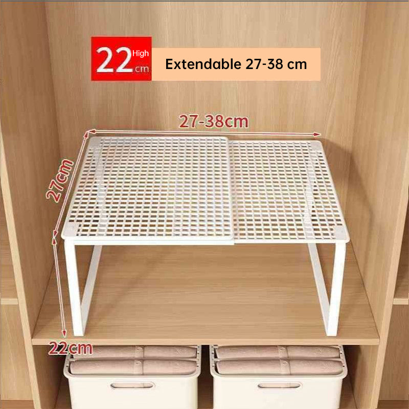 1PC Heavy-Duty Adjustable Closet Shelf Organizer – Height-Adjustable Vertical Storage Rack, Retractable Space-Saving