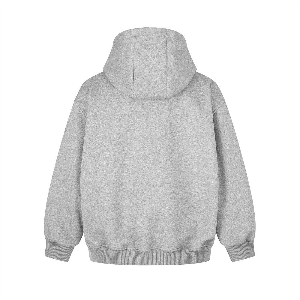 Men's Casual Hooded Jacket with Multi-Zipper Design, Loose Fit Solid Color Outerwear