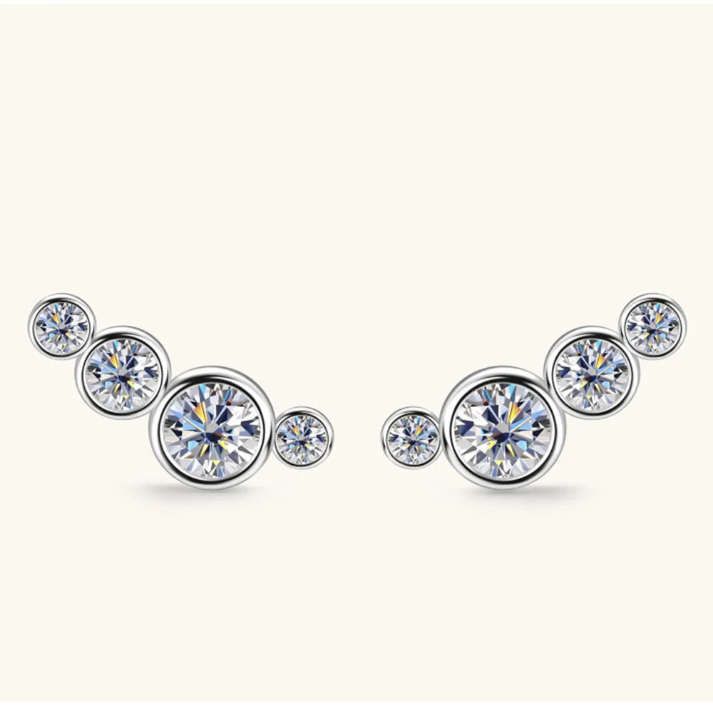 Moissanite Sterling Silver Stud Earring – 9.4 mm, Single