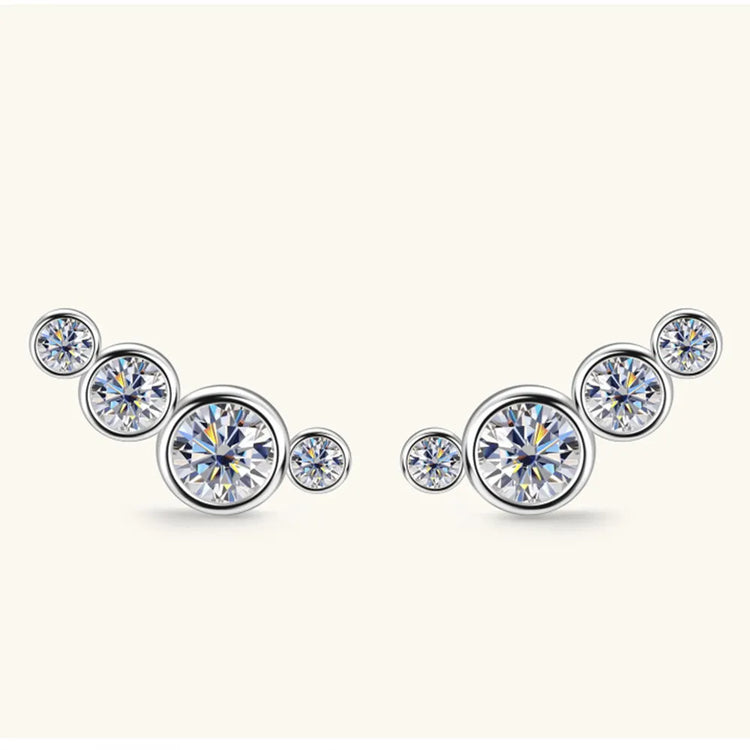 Moissanite Sterling Silver Stud Earring – 9.4 mm, Single