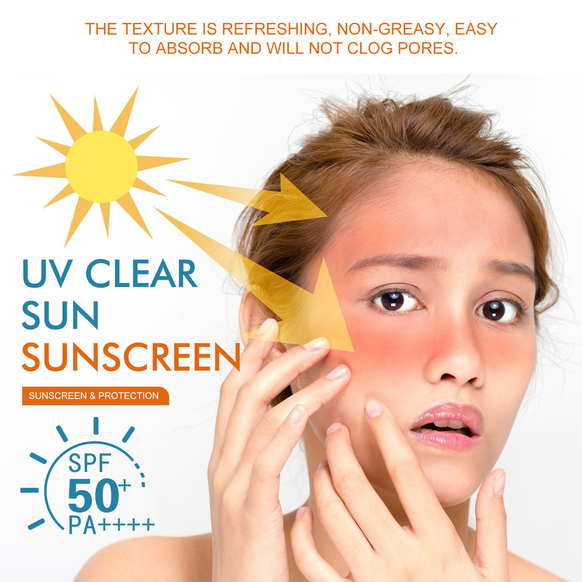 Hoygi UV Clear Sun Sunscreen, Summer Outdoor Anti-Exposure UV Moisturizes Skin Evenly Bright And Not Greasy