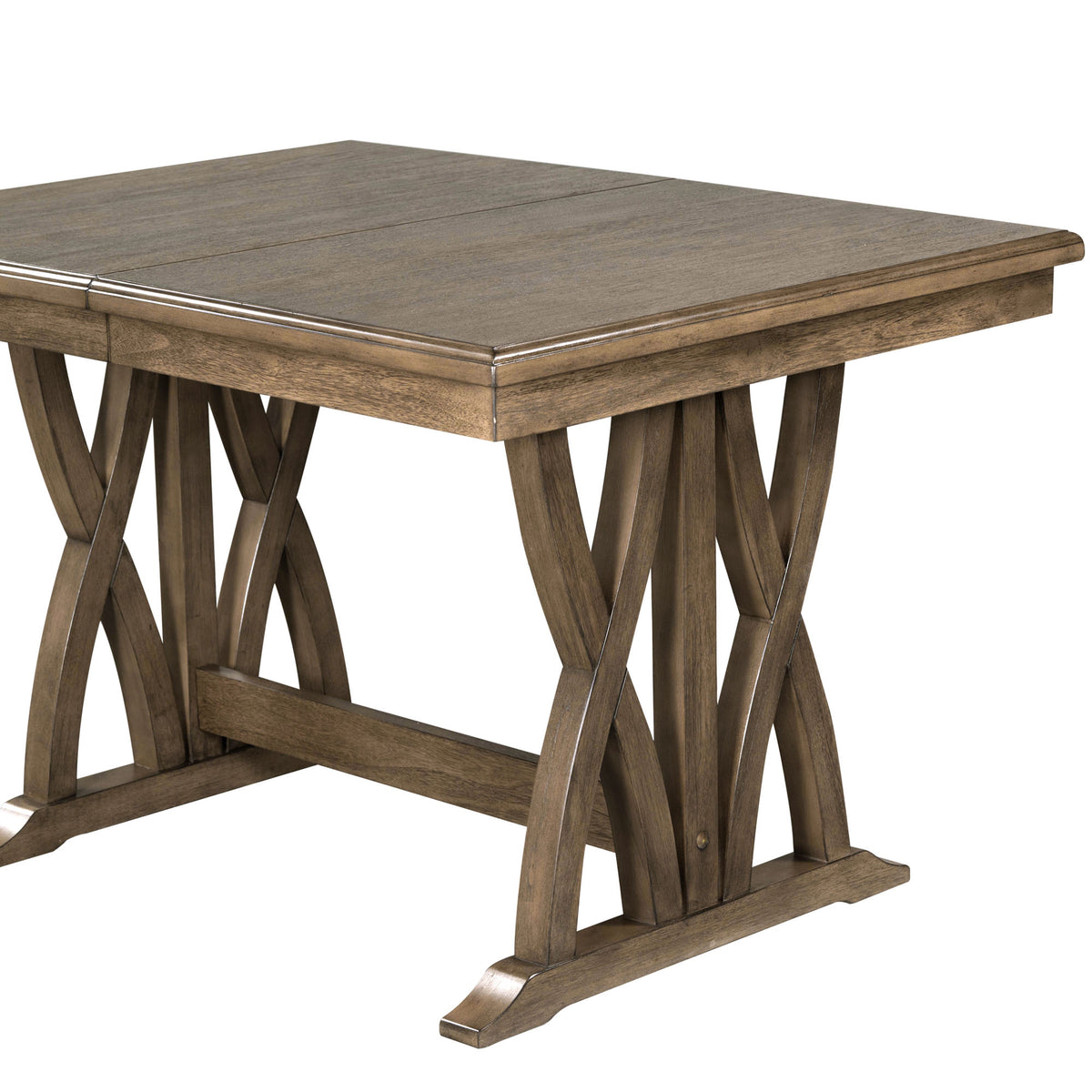 TOPMAX 7-Piece Extendable Dining Set, Golden Brown & Gray