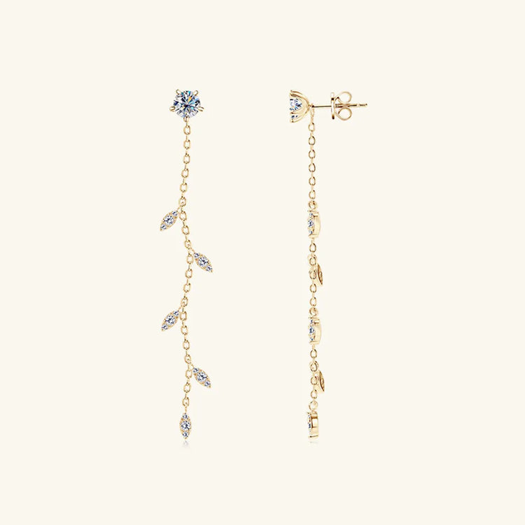 1.38-Carat Moissanite Sterling Silver Leaf Earrings – 65 mm