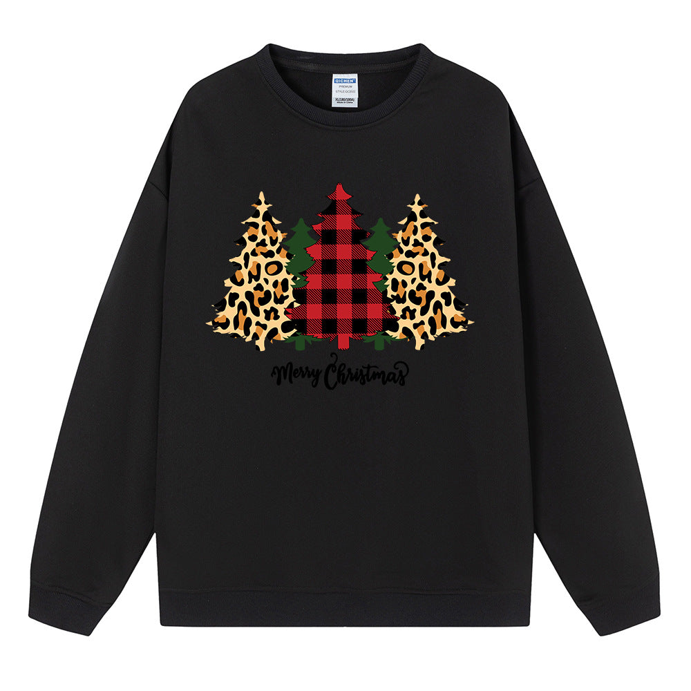 Christmas Tree Print Long-Sleeve Pullover Top