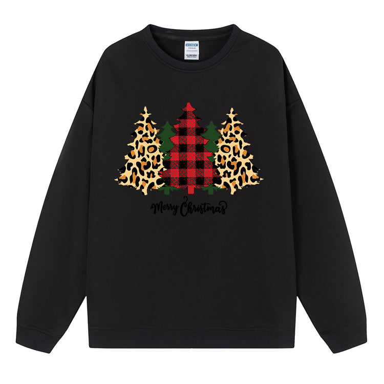 Christmas Tree Print Long-Sleeve Pullover Top