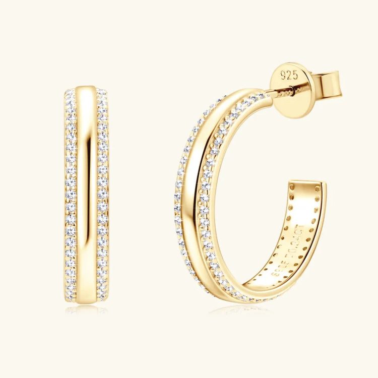 Moissanite Sterling Silver C-Hoop Earrings – 20 mm