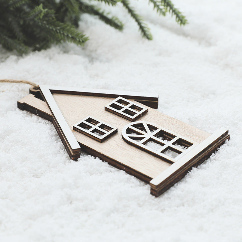 Nordic Wooden House Christmas Hanging Ornament