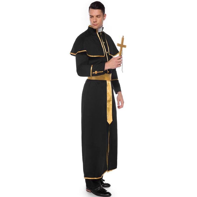 Men's Black Long-Sleeve Costume Robe