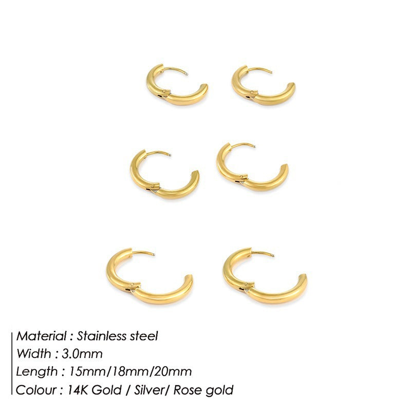 Stainless Steel Circle Earrings – Set of 3 Pairs
