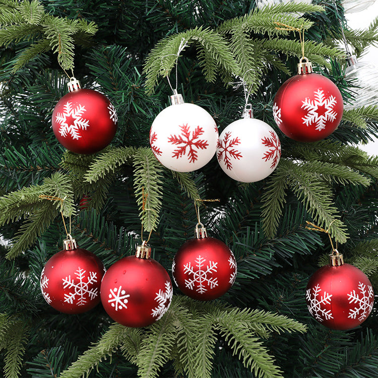 Snowflake Christmas Baubles – 6 cm, Set of 12