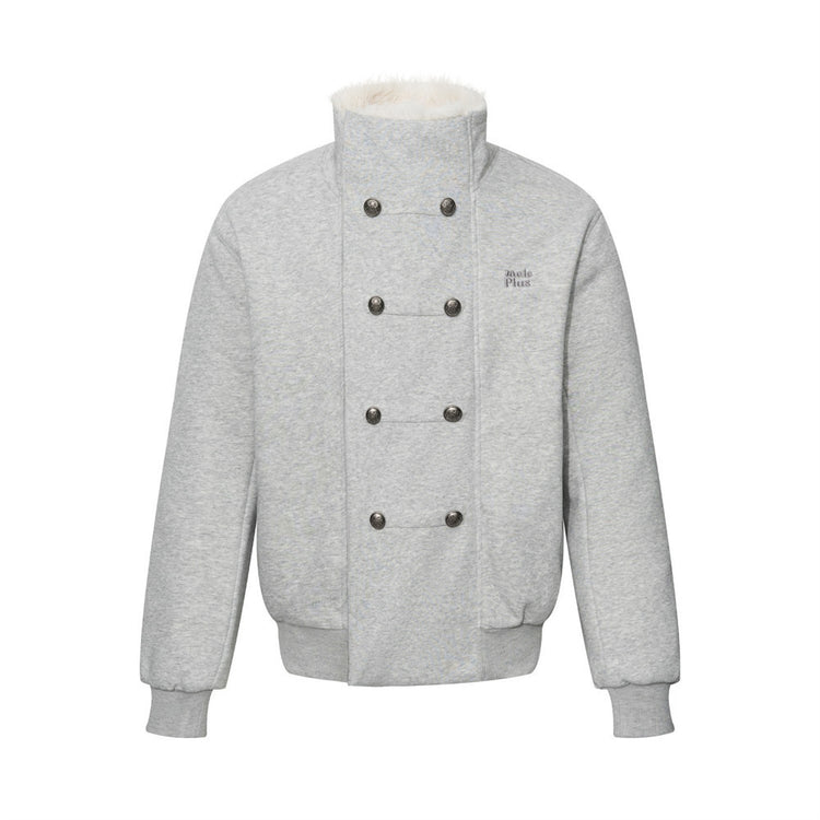 High Street Fleece Lined Double Breasted Stand Collar Loose Fit Men's Jacket