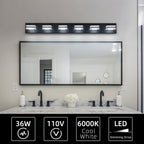 39-Inch Matte Black 6-Light LED Vanity Light