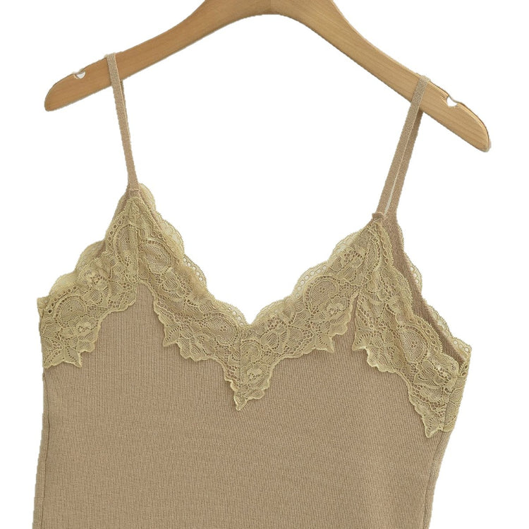 Reversible Wool Blend Camisole with Scalloped Lace Trim  Soft Spring Innerwear Top