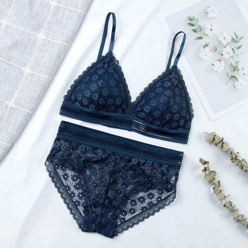 Women's Lace Padded Bralette and Brief Set
