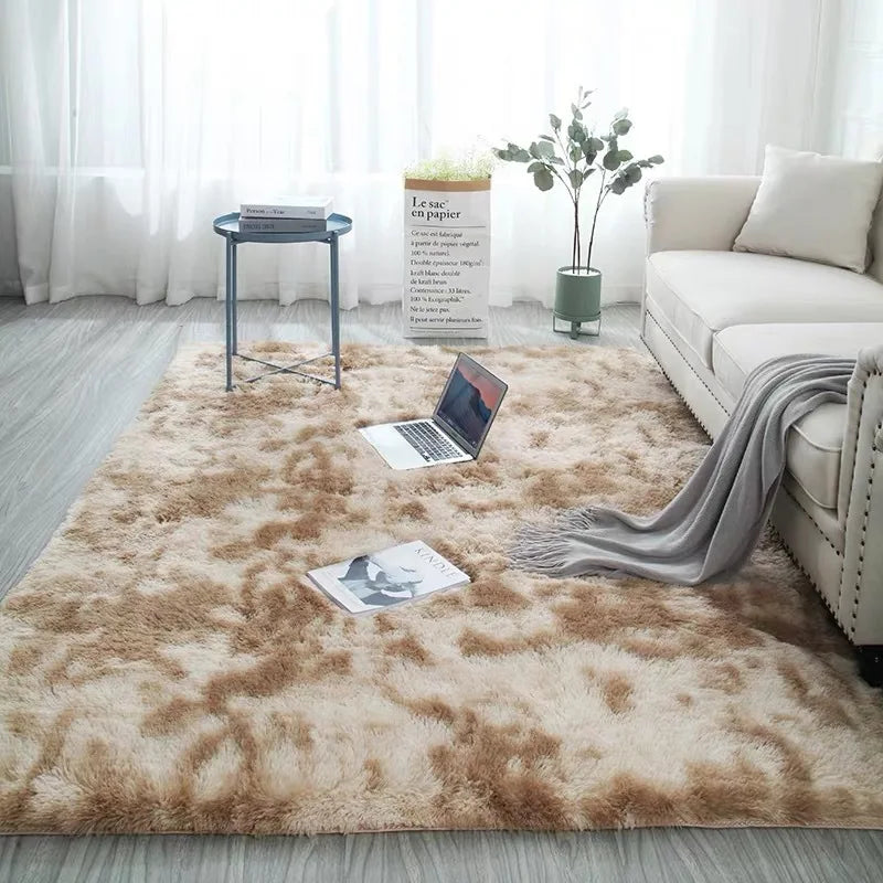 Plush Soft Carpet Rug – Tie-Dye Anti-Slip Floor Mat for Living Room & Bedroom