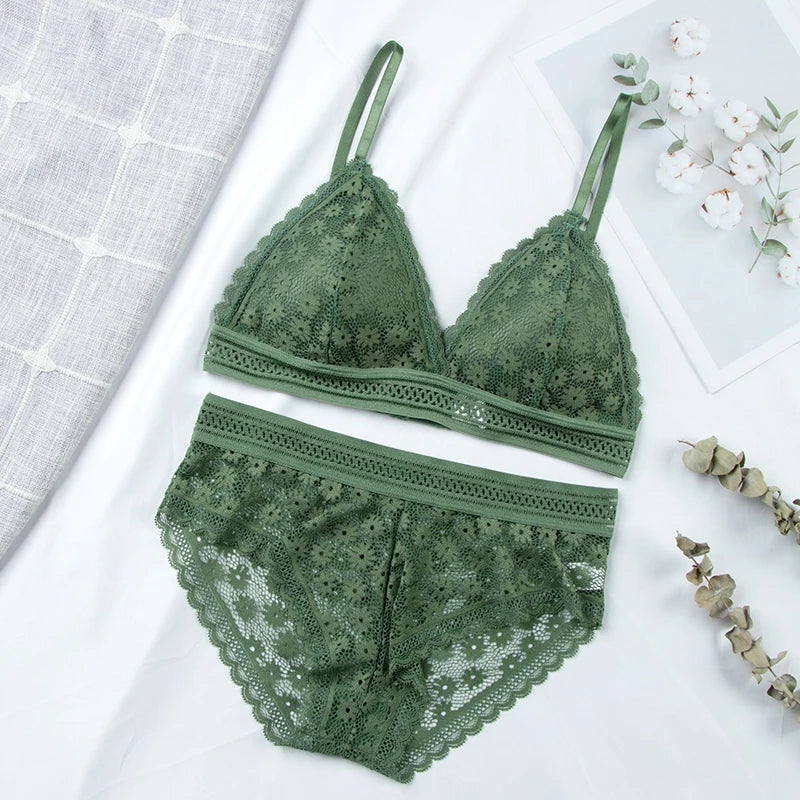 Women's Lace Padded Bralette and Brief Set