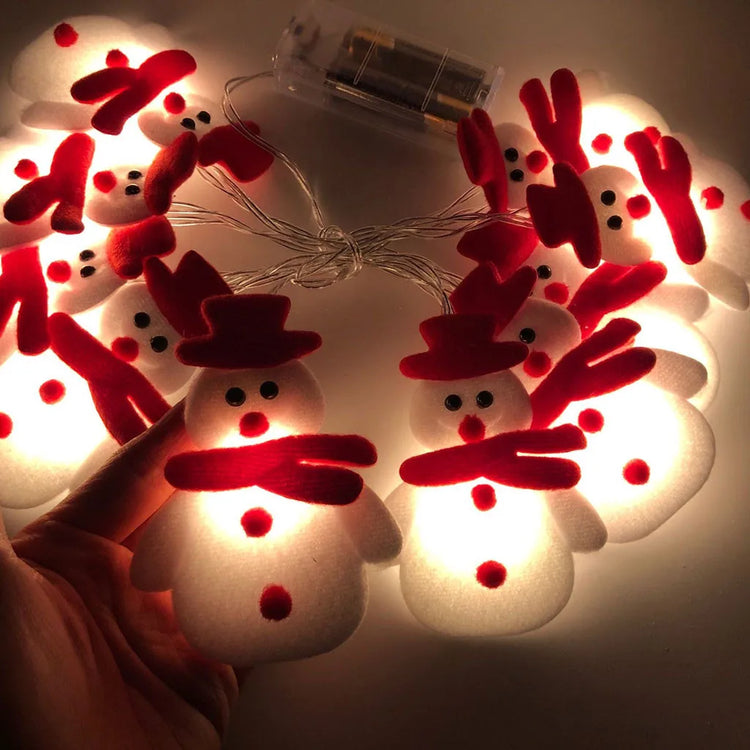 Snowman & Christmas Tree LED Garland – 3 m, 20 Lights